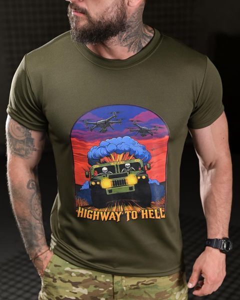 Футболка Born Of War Coolmax з принтом Highway to Hell олива розмір S buy96908frs-S фото