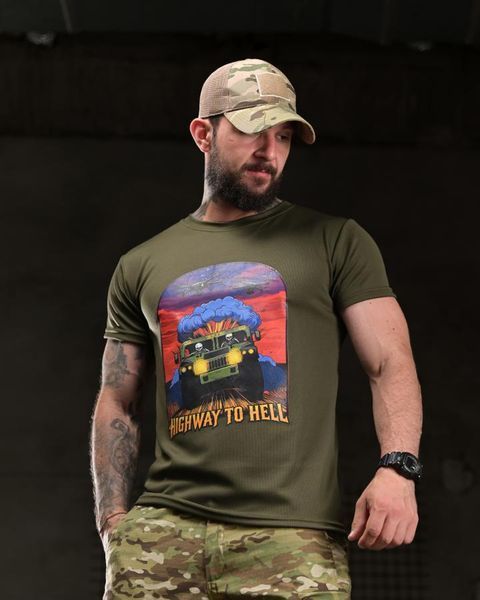 Футболка Born Of War Coolmax з принтом Highway to Hell олива розмір S buy96908frs-S фото