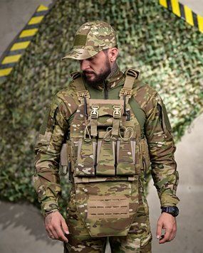 Плитоноска Frezzi Cordura з підсумками та системою швидкого скиду мультикам buy93275frs фото